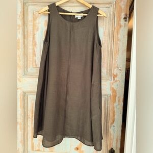 Velvet by Graham & Spencer silky A-line, sleeveless dress in dark taupe. M.